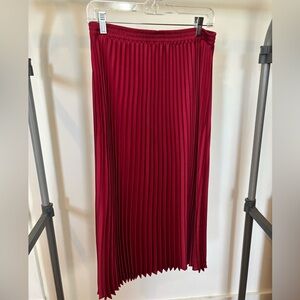 Elegant Red Pleated Skirt